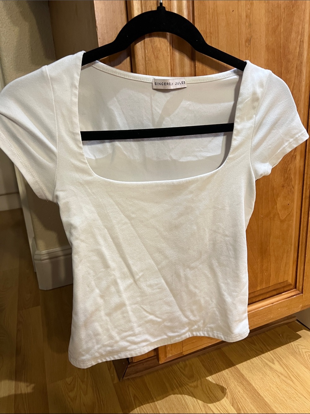 Sincerly Jules White Square Neck Short Sleeve Tee